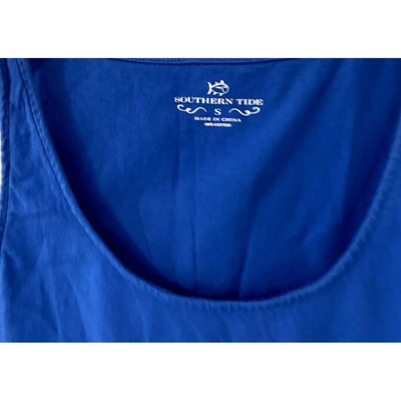 Southern Tide Womens Sleeveless Tank Shirt Top Sz S Blue Yellow Shell Beach - Picture 5 of 10